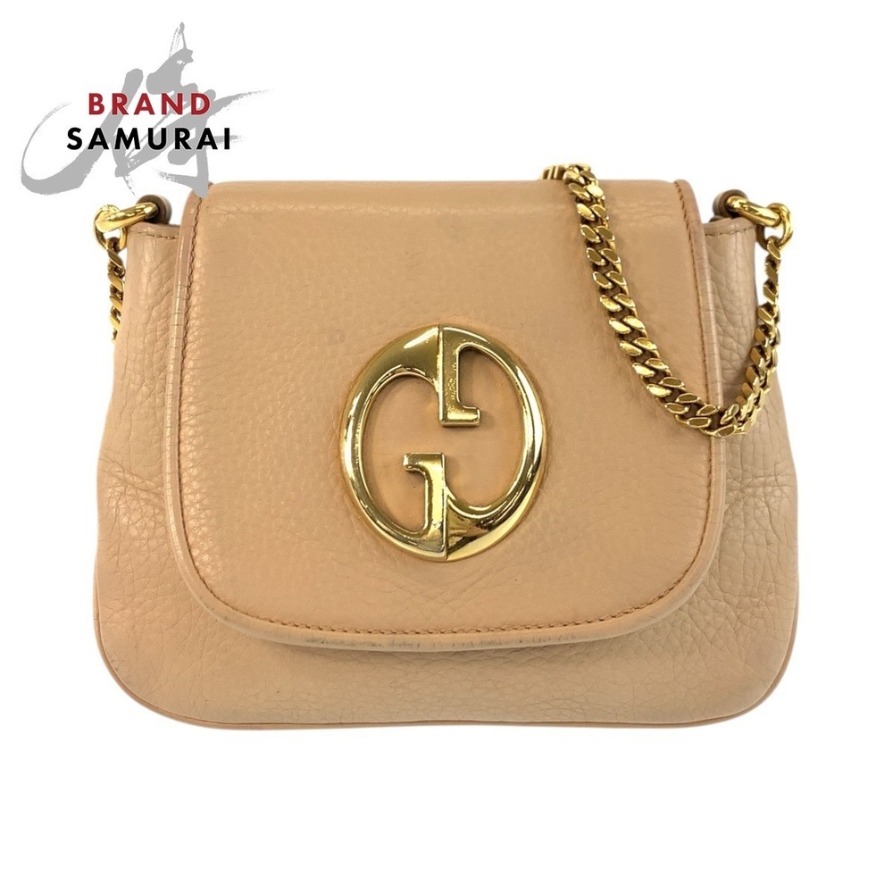 GUCCI Double GG Beige Leather Chain Shoulder Bag Clutch